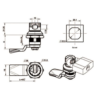 Knob Type Padlock Type Cam Lock-A6041