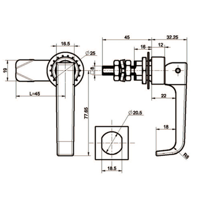 Medium-Sized L-Handle Pull-Type Compression Lock-A6242